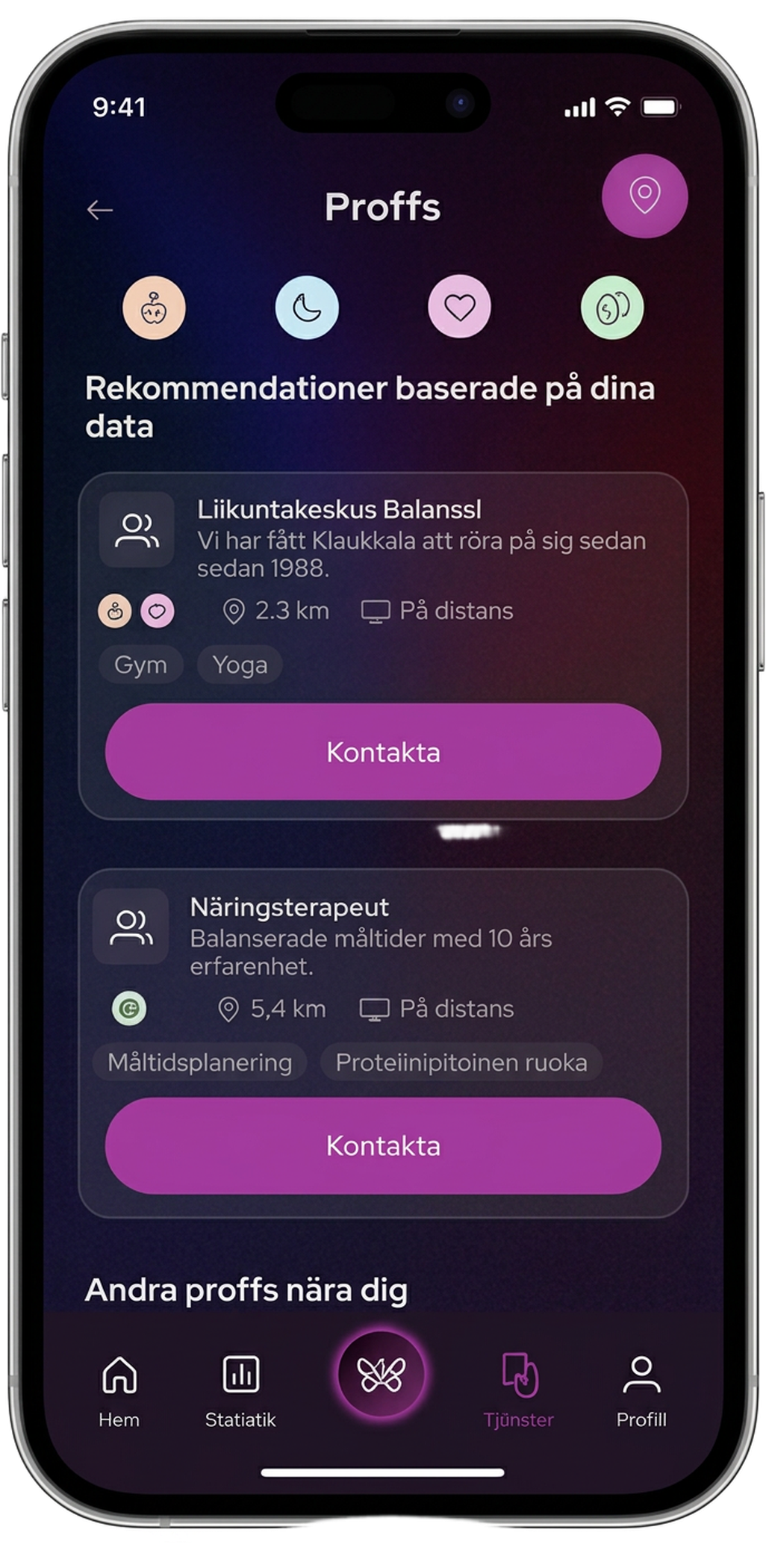 Proffs utifrån användarens data