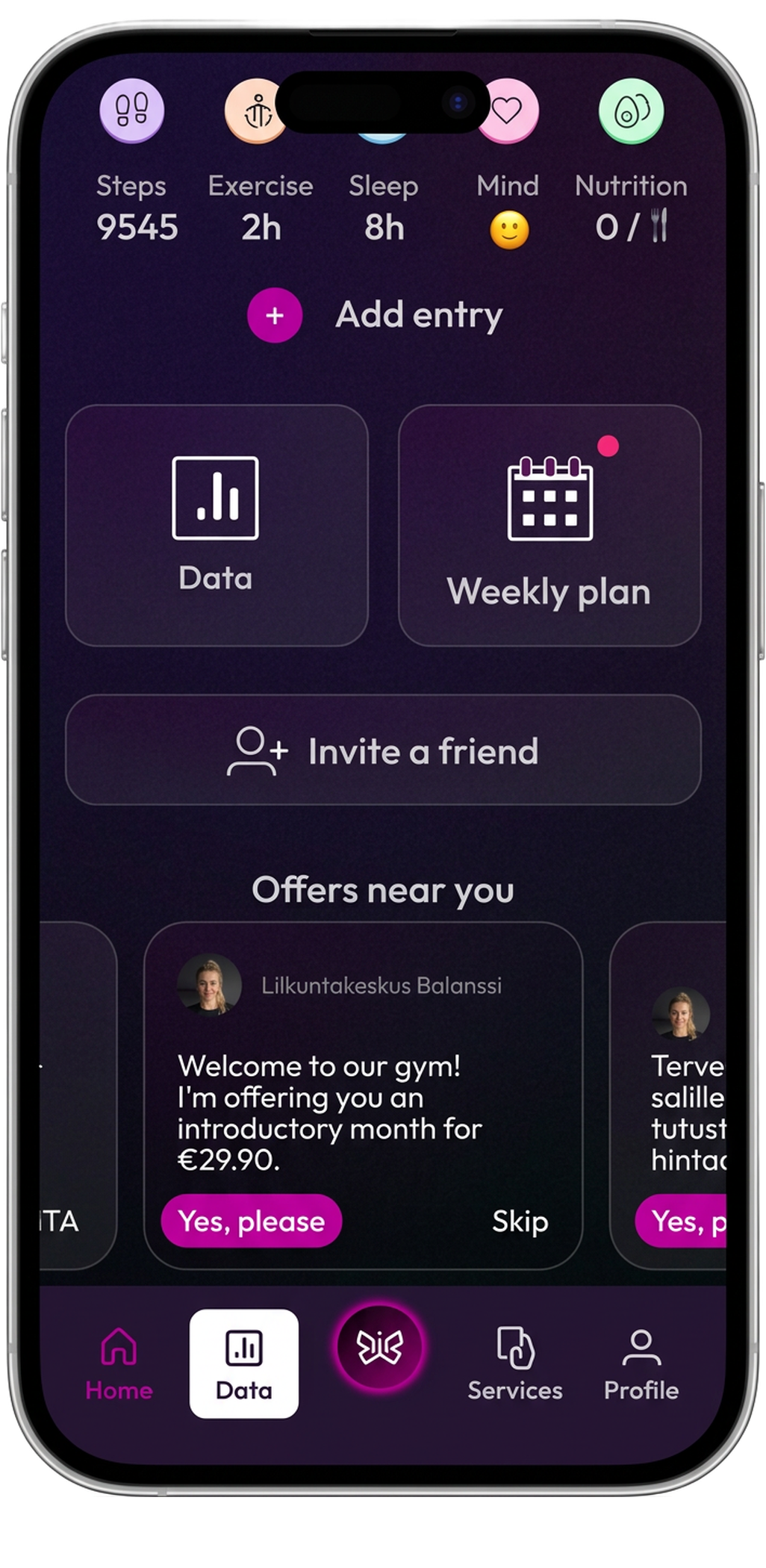 Your offer on the app home screen