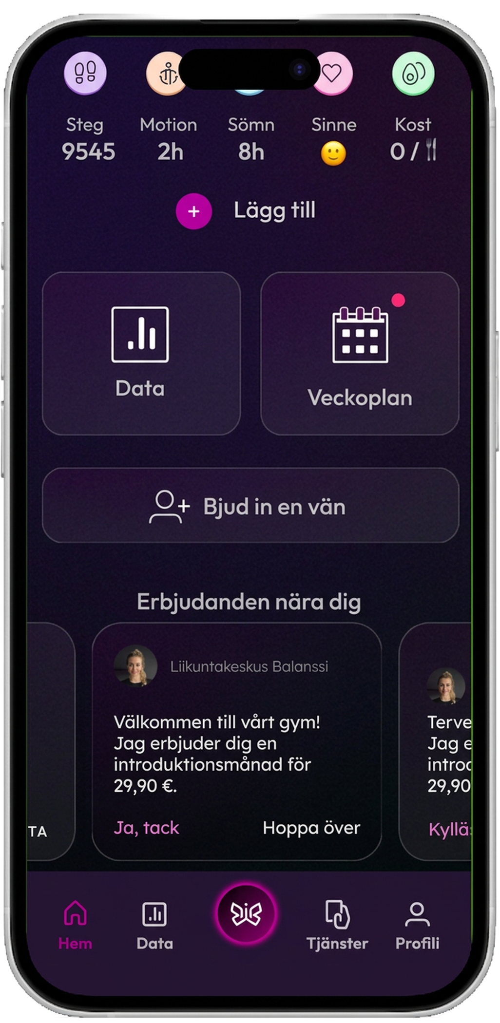 Ditt erbjudande på appens startsida