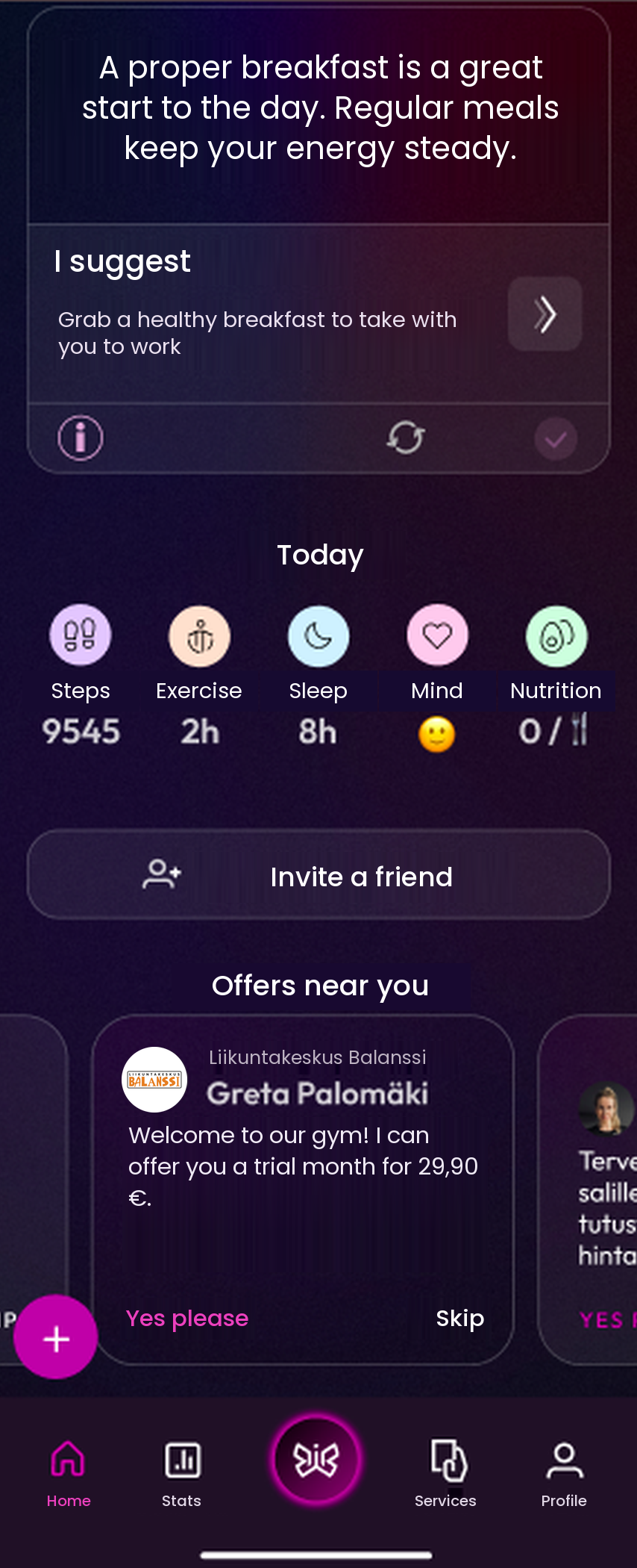 Your offer on the app home screen